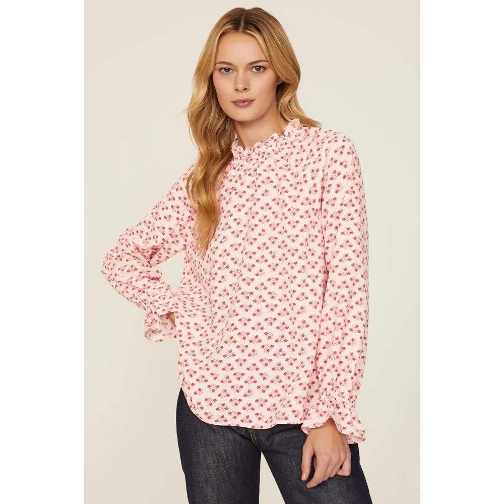 New Hill House Posy Pink Millie Top Mock Neck Floral Long Sleeve Sz XL - Picture 2 of 10